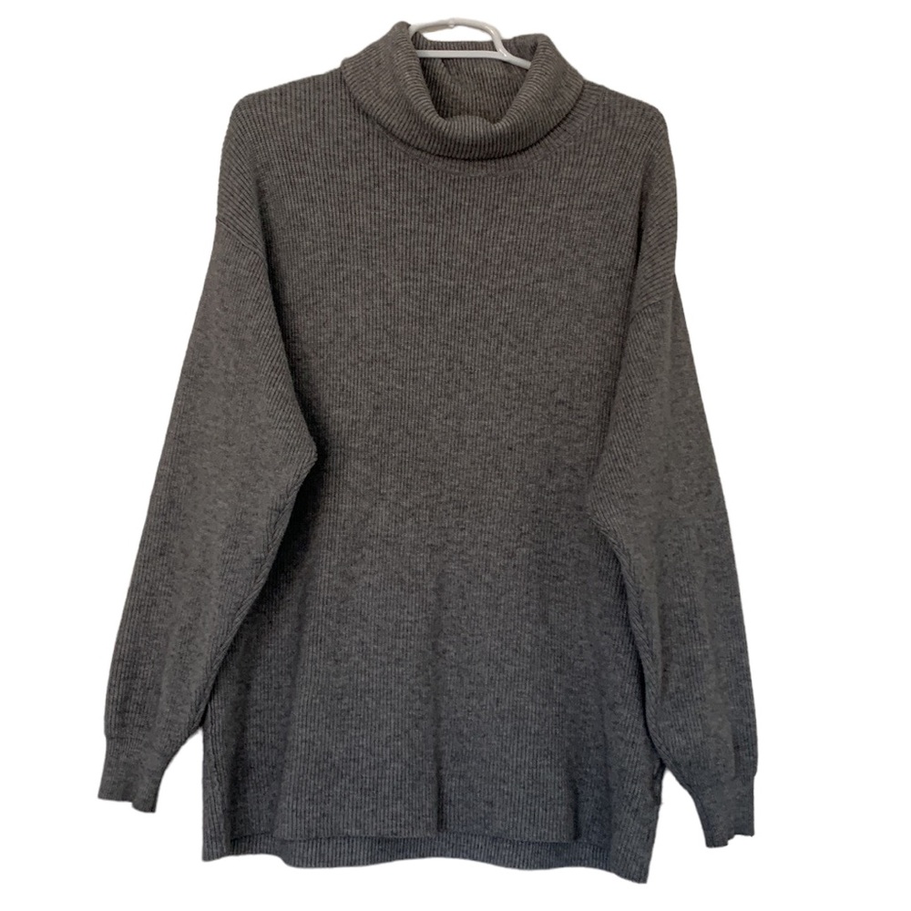 FREE PEOPLE TURTLENECK SWEATER HEATHER GRAY OVERSIZED WARM HEAVYWEIGHT COZY XS